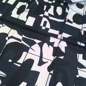 Silky Twill Square Scarf Wrap Hijab Black and White Geometric